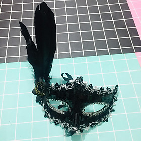 Mặt nạ hoá trang kim sa đính hoa lông vũ nhiều màu