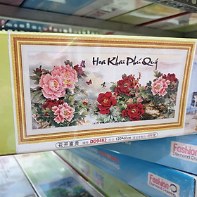 Tranh Đính Đá HOA MẪU ĐƠN HOA KHAI PHÚ QUÝ (ĐÁ ABC CAO CẤP). Kích Thước: 1m2 x 60cm