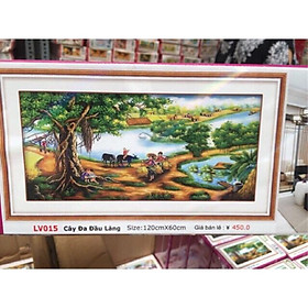 Mua Tranh dính đá Cây Đa Đầu Làng LV015 (120x60cm) chưa đính