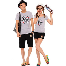 Bộ Áo Thun Đôi Nam Nữ Tình Yêu Của Tôi Màu Xám