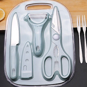 Mua Bộ 4 Món Dao Kéo Thớt Kèm Bào 2 Lưỡi Nhà Bếp