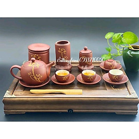 Mua Bộ ấm trà hồng sa vẽ sen vàng(  Gốm xuất Nhật)