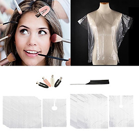 200Pcs Disposable Hair Cutting Cape Clear Gown Protector + Hair Clips & Comb