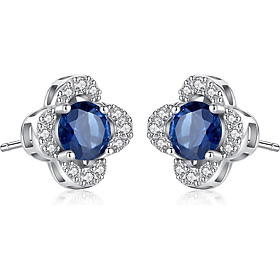 Bông tai Bạc nữ đính đá cao cấp bằng bạc 925 ý thật cho nữ dáng dài B2393 Bảo Ngọc Jewlery