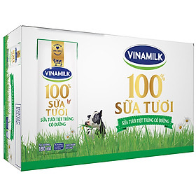 Thùng 48 Hộp Sữa Tươi Tiệt Trùng Vinamilk 100% Có Đường 180ml