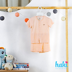 Bộ quần áo sơ sinh cho bé vải gỗ sồi siêu mềm mịn cao cấp - đồ sơ sinh cho bé (2,5kg - 15kg) - bộ cộc tay cho bé Haki BM001