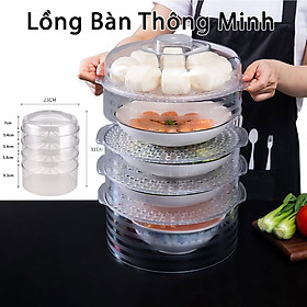 Hình ảnh (Loại Tốt) Lồng Bàn Thông Minh 5 Tầng Hàng Chính Hãng KhoNCC - Nhựa PP An Toàn Cho Nhà Bếp - NLM-LBTM5T (Trong Suốt)