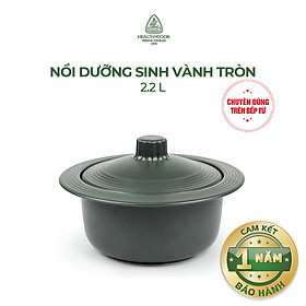 Nồi Dưỡng Sinh Vành Tròn Đáy Từ (2.2L) + Nắp Minh Long Healthycook - Xanh Rêu
