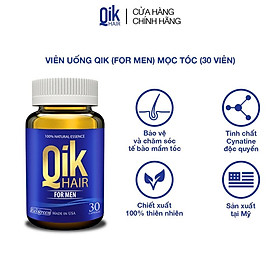 Viên uống QIK HAIR cho Nam hỗ trợ giảm rụng, mọc tóc chắc khỏe 30 viên