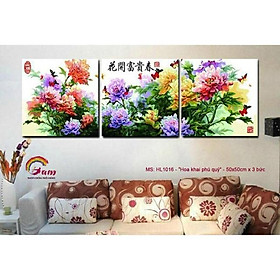 Mua Bộ tranh tô màu theo số sơn dầu số hóa Hoa mẫu đơn Tranh Hoa khai phú quý mã HL1016