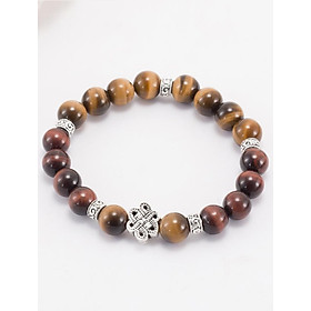 Vòng Đá Thạch Anh Mắt Hổ Phối Charm Bạc (8mm)