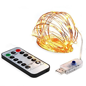 Đèn led đom đóm DEHA trang trí 10 mét đầu cắm USB kèm điều khiển 8 chế độ nháy