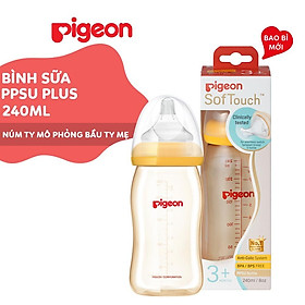 Bình sữa cổ rộng lớn PPSU Plus Pigeon 160ml/ 240ml