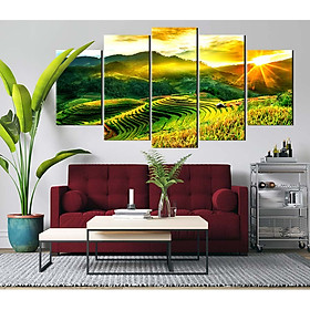 Mua Bộ 5 tranh canvas treo tường phong cảnh mùa vàng Tây Bắc - B5T011