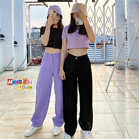 Quần Culottes Dài Ống Rộng Lưng Siêu Cao Form Rộng 60kg Vải Cao Cấp Dài 98cm - MM - M
