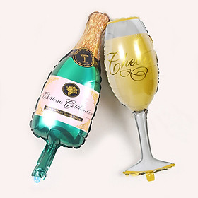 Bong bóng trang trí hình chai và ly rượu champagne