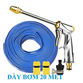 Bộ dây vòi xịt nước rửa xe, tưới cây . tăng áp 3 lần, loại 20m 206701-2 đầu đồng,cút,nối đen + tặng mở chai TL