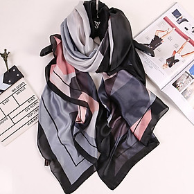 Khăn choàng lụa phối họa tiết nhẹ nhàng K01