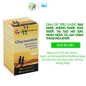 Viên uống TPCN GLUCOSAMIN giúp ngăn ngừa và hạn chế viêm khớp,bôi trơn các khớp xương,hỗ trợ làm giảm triệu chứng khô khớp,thoái hóa khớp-chai 60 viên