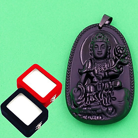 Mặt Phật Bồ Tát Phổ Hiền - thạch anh đen 3.6cm - kèm hộp nhung - tuổi Thìn, Tỵ