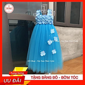  Váy tutu cho bé ️️ Váy tutu xanh biển hoa tú cầu đính 2 quai