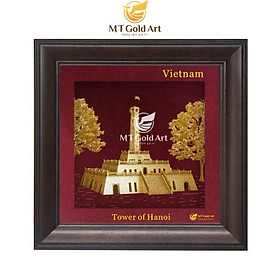 Tranh cột cờ Hà Nội ( 20 x 20cm)  dát vàng MT Gold Art- Hàng chính hãng, trang trí nhà cửa, quà tặng sếp, đối tác, khách hàng.