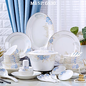 Mua Bộ bát ăn cơm cho gia đình 6-10 người  chất SỨ XƯƠNG Giang Tây cao cấp - Sứ mỏng nhẹ nhưng cứng và trong  cách nhiệt tốt GS30