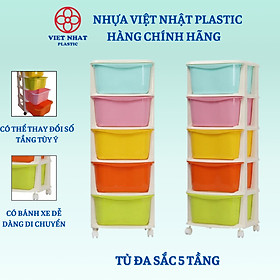 Tủ Nhựa Đa Sắc Ngăn Kéo 5 Tầng Có Bánh Xe Việt Nhật 3638