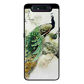 Ốp Lưng Dành Cho Samsung A80 mẫu Chim Công Hoa Trắng - Hàng Chính Hãng