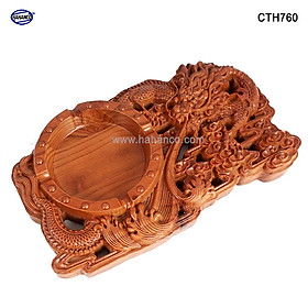 Mua Gạt Tàn Gỗ Hương Nguyên Khối Đục Khắc Rồng Lửa Siêu Dày 5 Cm (CTH760) Size To Nhất - Gạt tàn sản xuất thủ công cao cấp