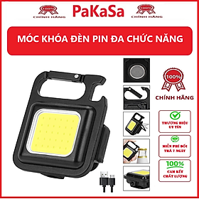 Đèn LED Mini Móc Khóa Siêu Sáng Tiện Dụng PaKaSa,  Đèn Pin COB Dã Ngoại Thường Ngày, Sạc TYPE-C Tiện Dụng Dung Lượng PIN 500mAh- HÀNG CHÍNH HÃNG