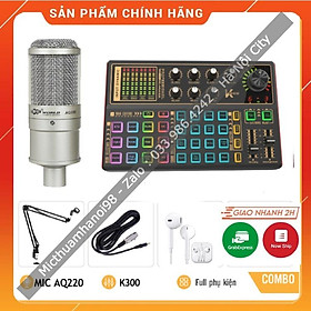 Mua Bộ Mic Hát Livestream Sound Card K300 & Mic AQ220 . Âm Thanh Cực Hay   Dễ Dàng Lắp Đặt . Bảo Hành 12 Tháng