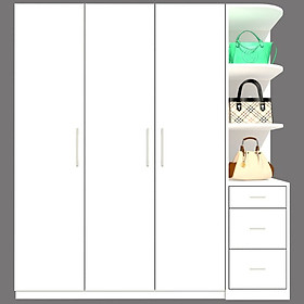 Mua  Miễn phí vận chuyển & lắp đặt tại TP.HCM  Tủ quần áo gỗ cao cấp phong cách Bắc Âu thiết kế 3 cánh cửa mở thông minh tích hợp nhiều hộc kệ Ohaha - TQA032 - Màu D/Màu Trắng