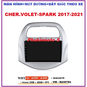 BỘ Màn hình ô tô dvd androi có tiếng Việt cho xe SPARK đời 2017-2021, tích hợp GPS chỉ đường, camera,đầu dvd ô tô,màn hình android cho ô tô kết nối wifi ram2G-rom32G cho  ô tô Spark kèm mặt dưỡng và giắc nguồn.