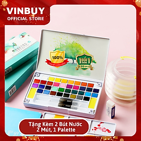 Bộ Màu Nước Solid Water Color Cao Cấp - Tặng Kèm 2 Bút Nước, 2 Mút, 1 Palette - Chuyên Dùng Cho Học Sinh, Sinh Viên, Vẽ Chuyên Nghiệp - Hàng Chính Hãng - VinBuy - Bộ 36 Màu Cao Cấp