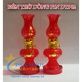 Đèn thờ điện tử dùng pin 2A-3A, chip LED SMD , màu đỏ, có đèn sáng, dưới đế có công tắc