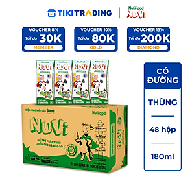 Thùng 48 hộp Sữa Dinh Dưỡng Tiệt Trung NuVi Có Đường 180ml - Tăng Đề Kháng, Phát Triển Chiều Cao