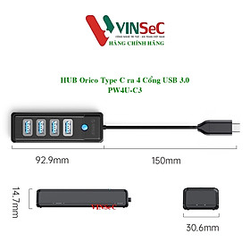 Mua HUB Type C ra 4 Cổng USB 3.0 Orico PW4U-C3 - Hàng Chính Hãng
