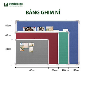 Bảng Ghim Nỉ Easyboard Tân Hà - KT 60x80cm - Bề Mặt Vải Nỉ Nhiều Màu - Tặng Phụ Kiện