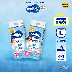 Combo 2 Gói Tã Quần Cao Cấp Moony Nhật Bản Bé Gái L44 (44 Miếng)