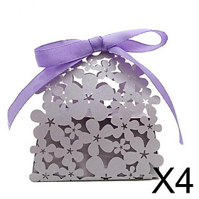 4x20pcs Favor Gift Ribbon Hollow Sweet Candy Boxes Wedding Baby Shower Party