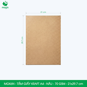 MGK6N - A4 - 70 gsm - 100 tờ giấy kraft nâu - Dùng gói hàng, bọc quà, làm nháp, chèn lót chống sốc