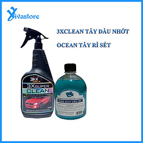 Hình ảnh Dung Dịch Tẩy Rửa Ô Tô Xe Máy Đa Năng Ocean + 3x Super clean ,tẩy nhanh các vết dầu nhớt, vết rỉ sét