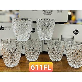 Bộ 6 ly thủy tinh chịu nhiệt cao cấp uống nước vân kim cương 300ml