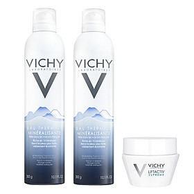 Bộ 2 Nước Khoáng Dưỡng Da Vichy Mineralizing Thermal Water (300ml / Chai) Và Kem Dưỡng Chống Nhăn & Làm Săn Chắc Da Ban Đêm (15ml)