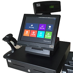 Trọn bộ máy tính tiền cảm ứng 12 in TOPCASH POS QT-66 với phần mềm bán hàng vĩnh viễn kèm máy in hóa đơn kèm máy quét mã vạch và két đựng tiền với màn hình khách xuay đa hướng - Hàng chính hãng