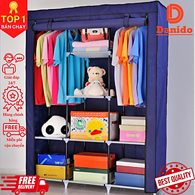 Mua Tủ quần áo 3 buồng 8 ngăn cao cấp thế hệ mới  Tủ vải quần áo khung Inox vững chắc chất lượng cao - Hàng chính hãng D Danido