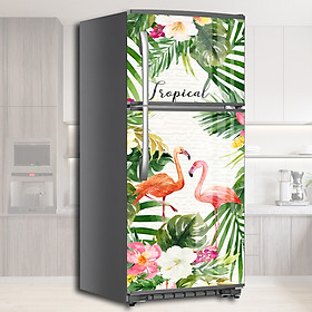 Miếng Decal Dán Trang Trí Tủ Lạnh Hoa Lá Nhiệt Đới Tropical Phong Cách Đương Đại