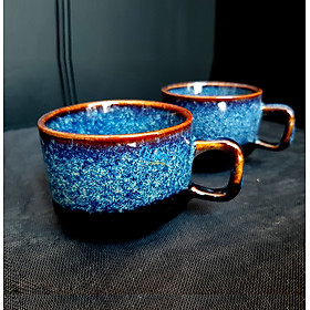 Cốc cà phê 6.5x6cm men xanh hỏa biến - Gốm Unika Bát Tràng