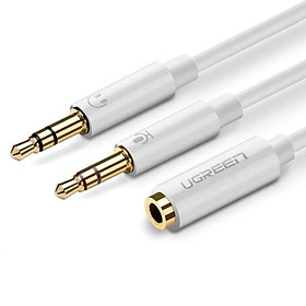 Mua Ugreen UG20897AV140TK 20CM màu Trắng Dây chuyển âm thanh 3.5mm âm sang Jack Mic + Loa dương - HÀNG CHÍNH HÃNG